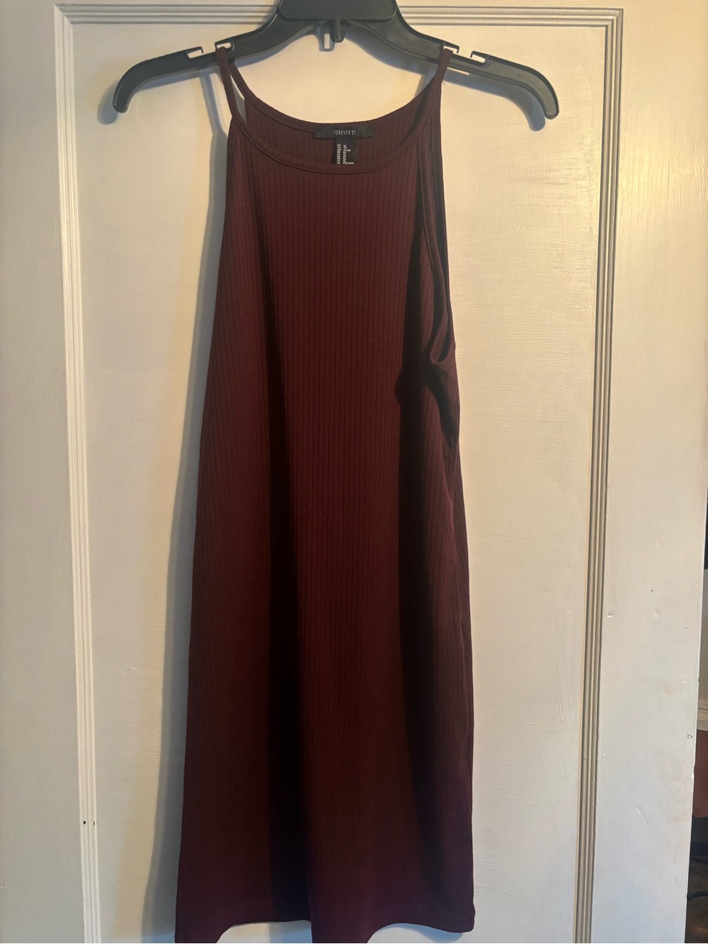 Monteau Ribbed Midi Tank Dress in Deep Burgundy